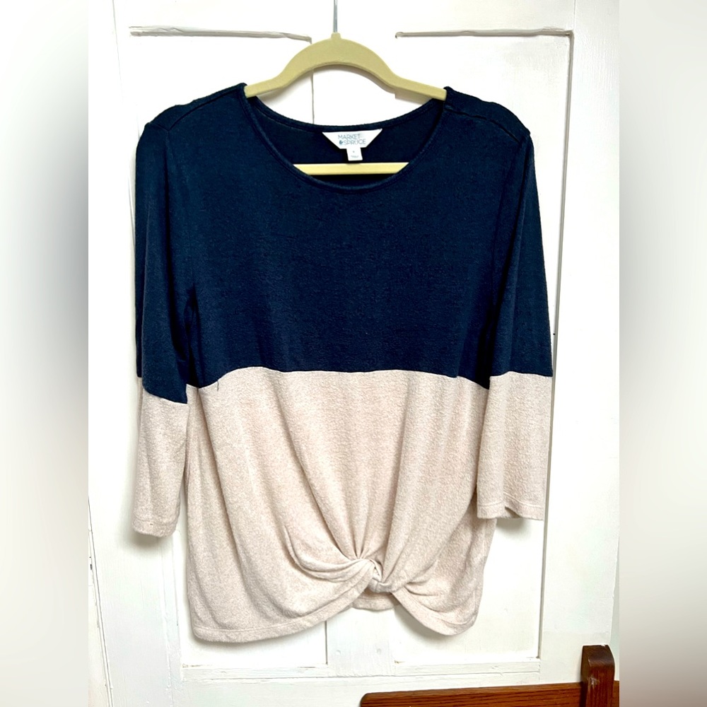 Two tone knit sweater